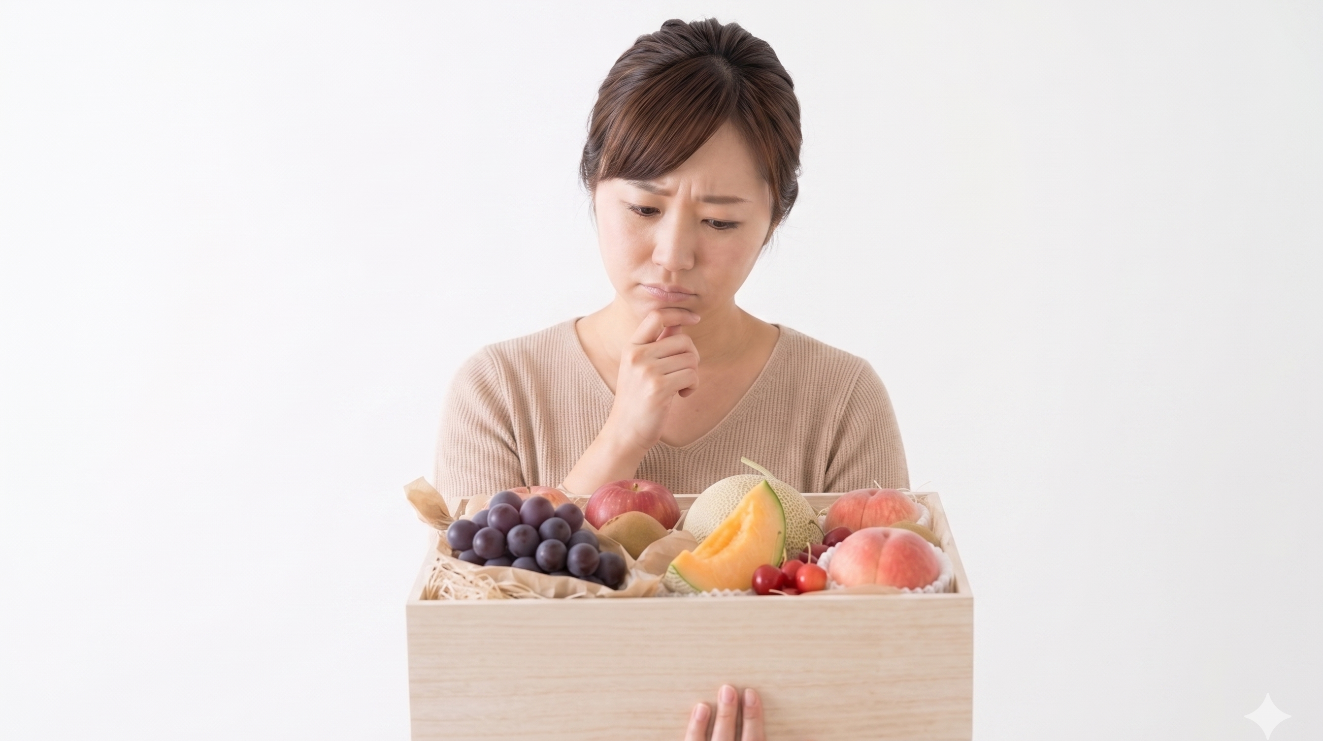 潰れた果物に悲しむ受け取り手